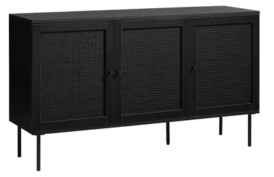 Rebellenclub Berley Dressoir - Zwart met Rattan Beste Prijs