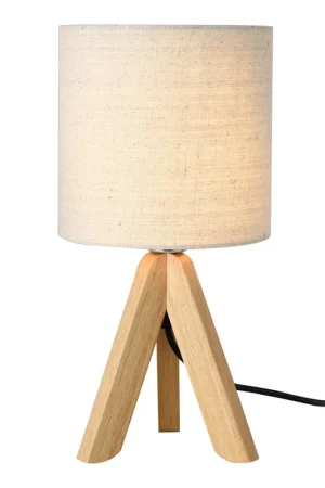 Beste Prijs Tafellamp Koblenz tripod lamp 37,5xØ18 cm beige en hout E14